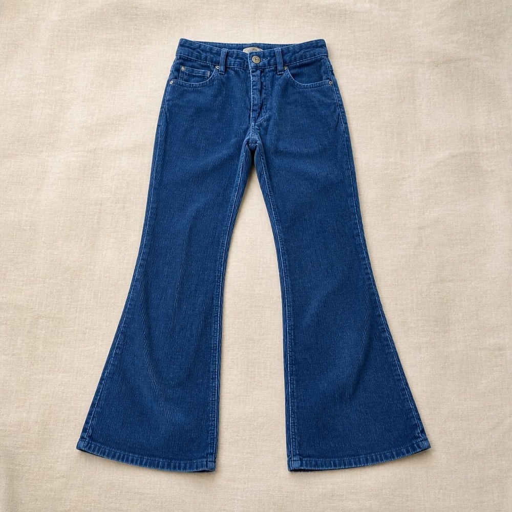 Leo + Wolf Blue Wide-Leg Corduroy Pants 30W X 32L